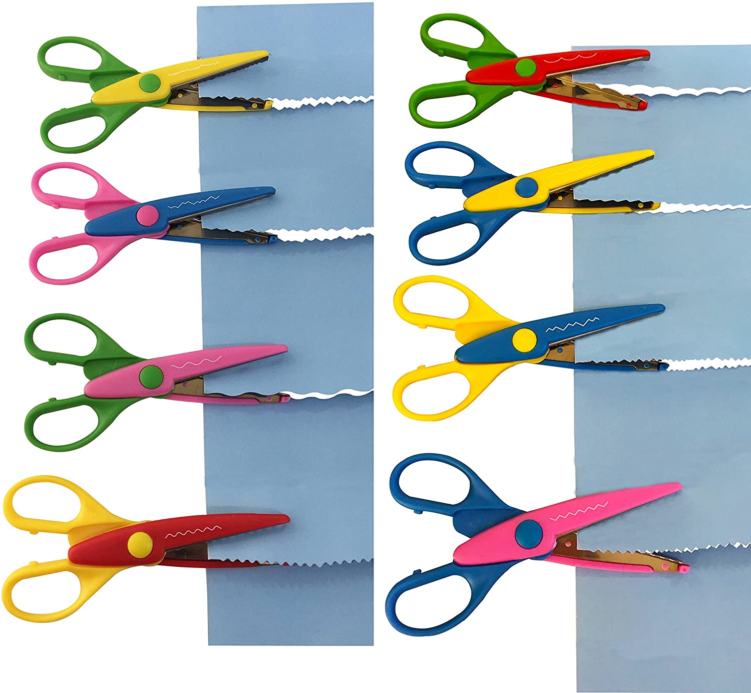 EXERZ Craft Scissors 8pcs with a Carrying Bag 8 Patterns