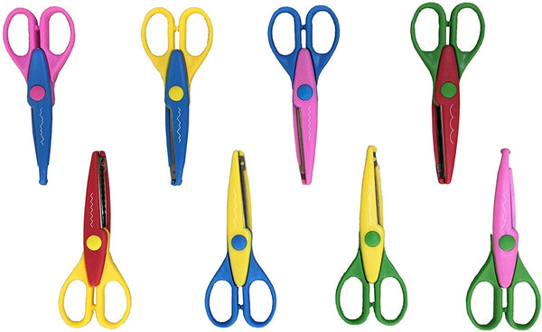 EXERZ Craft Scissors 8pcs with a Carrying Bag 8 Patterns