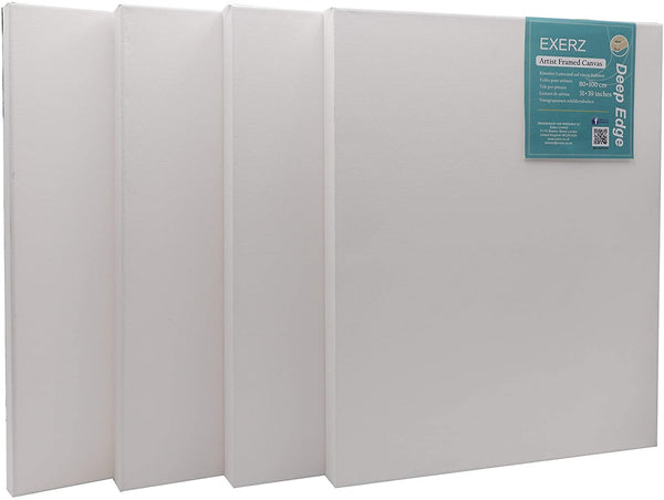 EXERZ 80x100cm Framed Canvas Deep Edge 3.8cm/ 380GSM/ Stretched Canvas 100% Cotton - 4pk