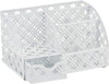 EXERZ Desk Organiser with 7 Compartments -Mesh Desk Tidy Caddy  - White