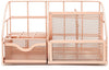 EXERZ Desk Organiser with 7 Compartments -Mesh Desk Tidy Caddy - Rose Gold