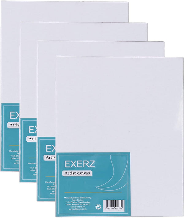 Exerz 40x50cm Stretched Canvas 4pk - 1.7cm/ 280GSM 100% Cotton