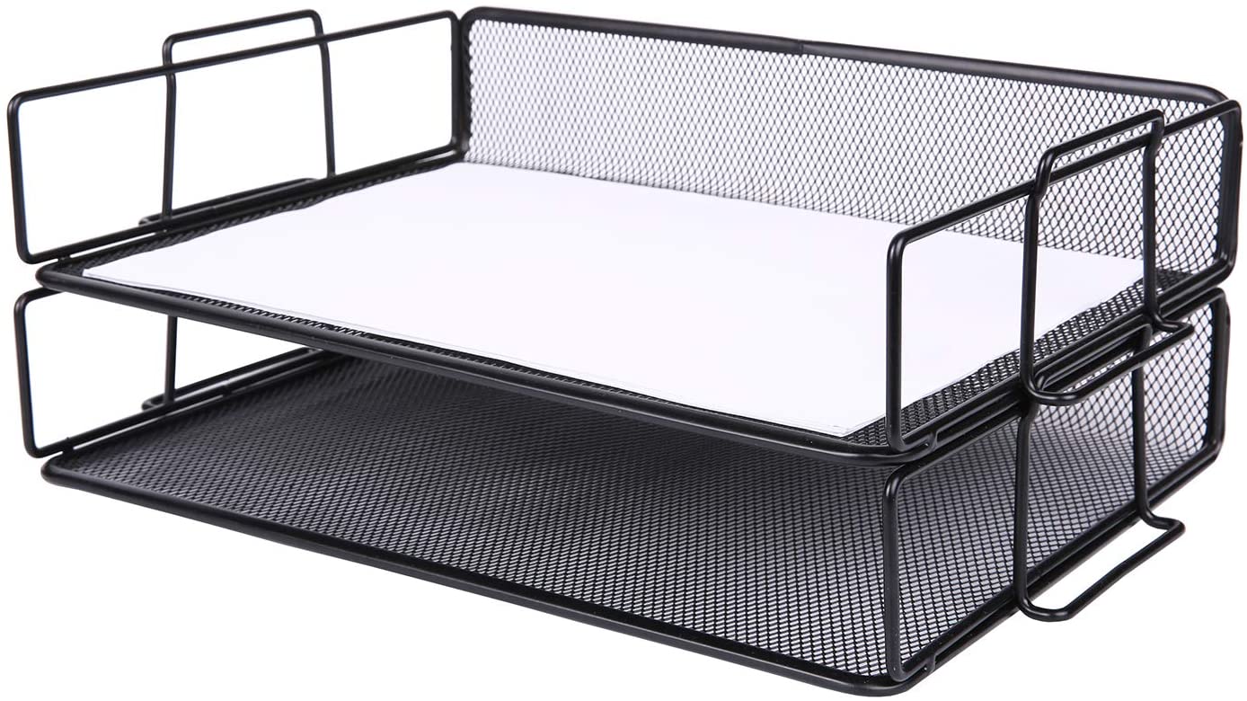 Exerz Letter Trays 2pcs - Stackable Paper Sorter File Trays - Black