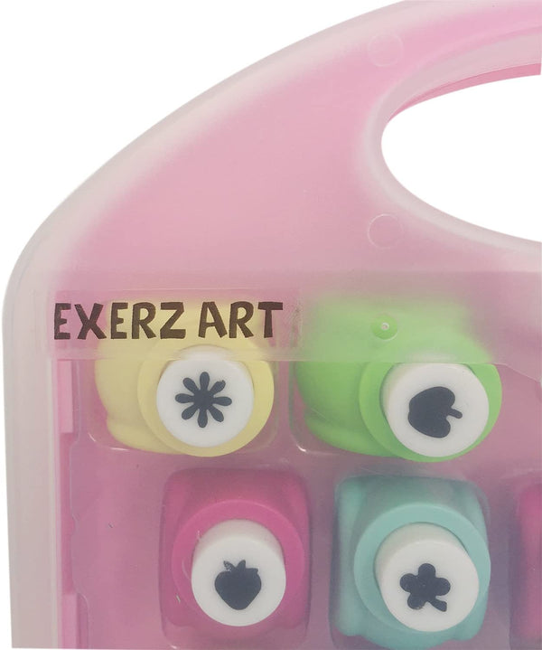 EXERZ Paper Punch Set 14pcs Art & Craft in a Storage Box - Blue